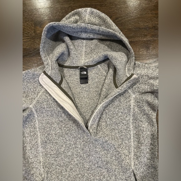 The North Face Hoodie M Gray Pullover 1/4 Zip Pockets Outdoors Winter Casual - Picture 5 of 8